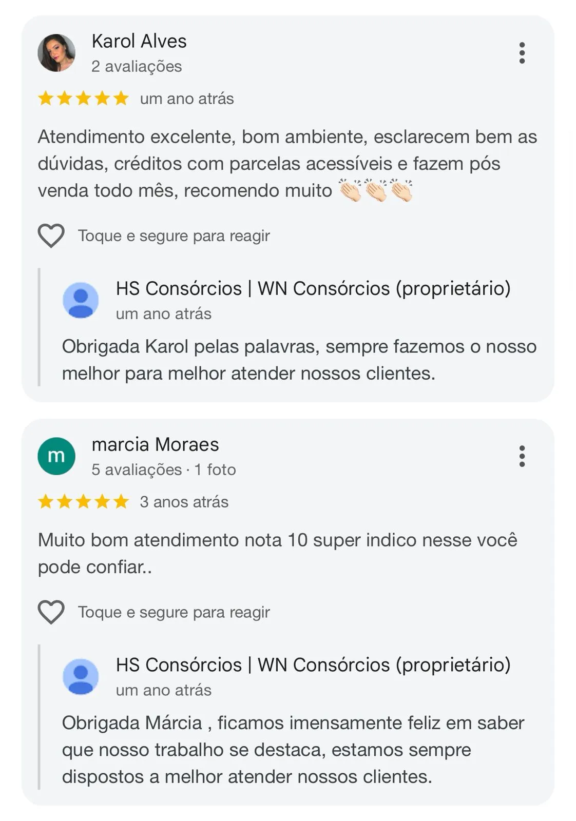 Feedback de cliente WN Consórcios