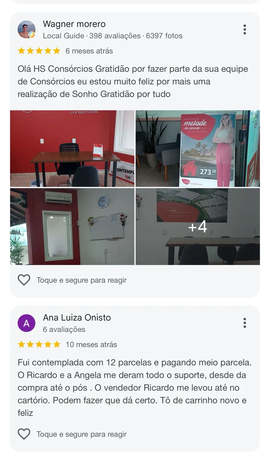 Feedback de cliente WN Consórcios